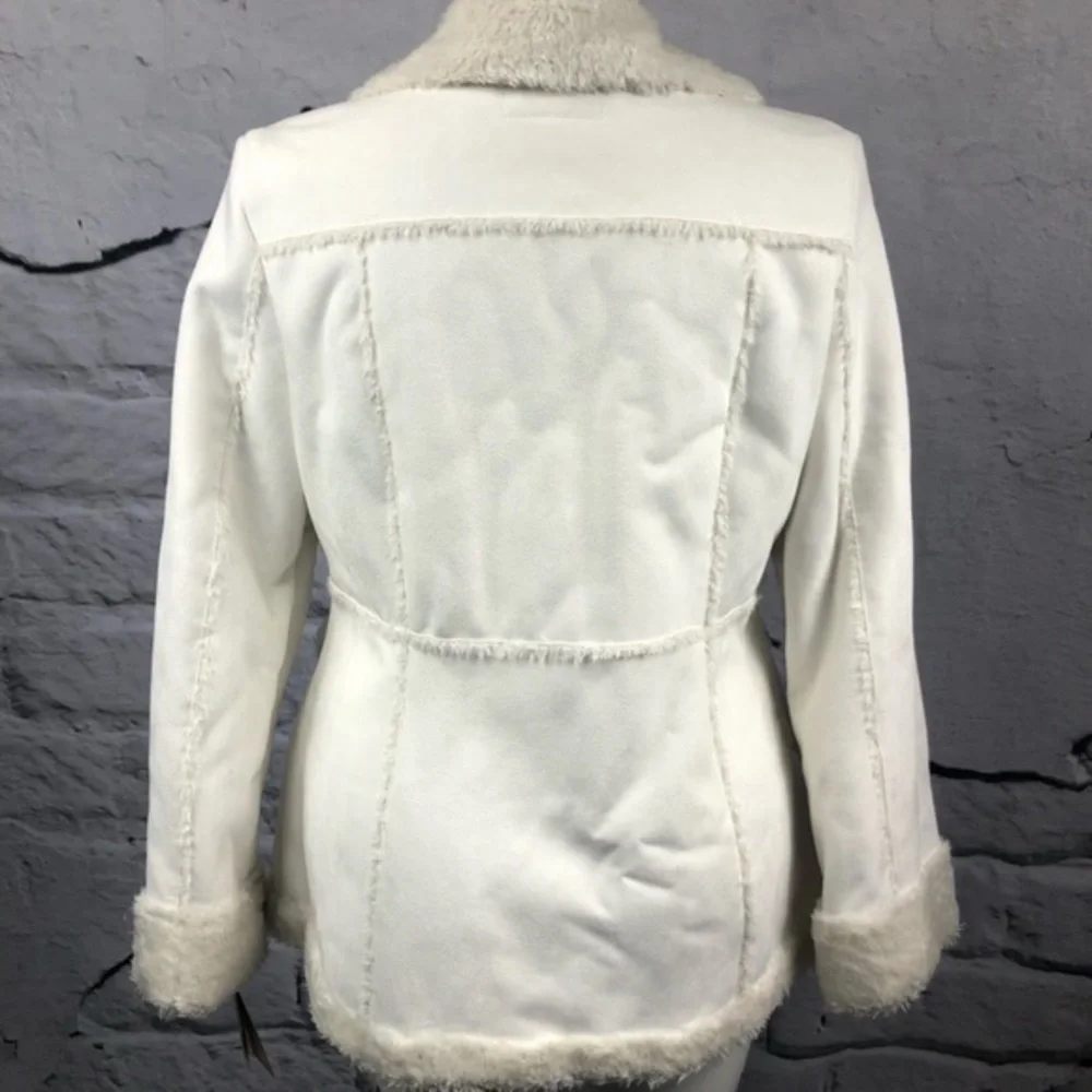 Mudd faux fur faux suede‎ button up trench jacket